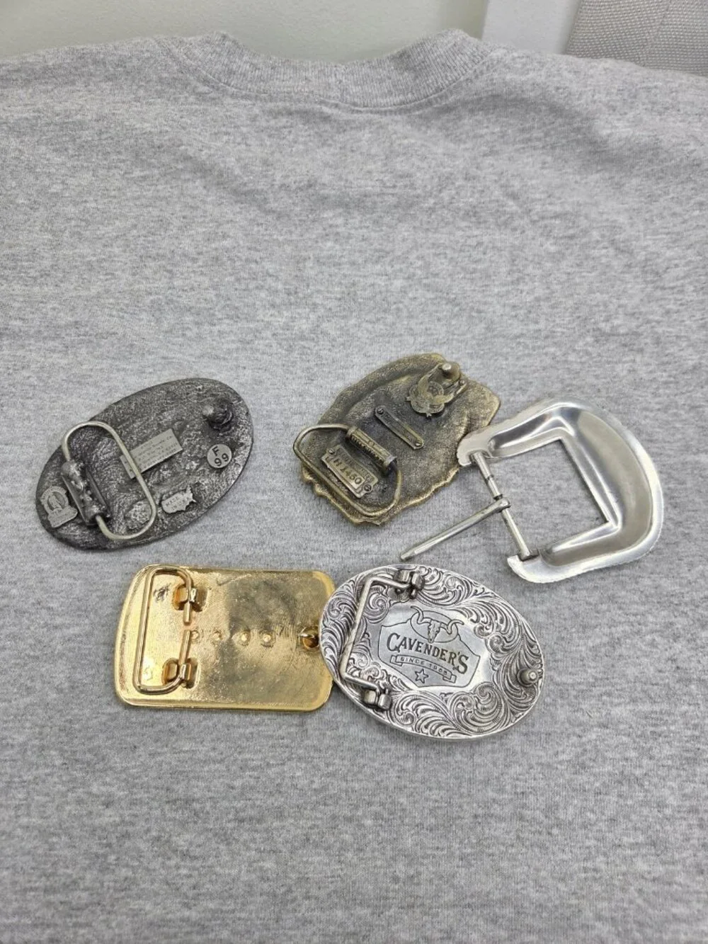 Lot of 5 Farmers Buffalo Turquoise Cavender's Bull Riding Belt Buckles